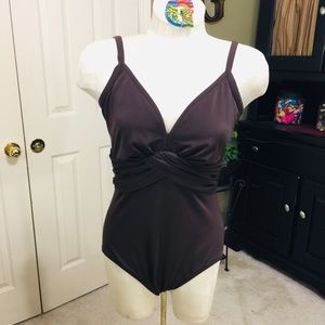 Jantzen Classics Brown One Piece Bathing Suit 14